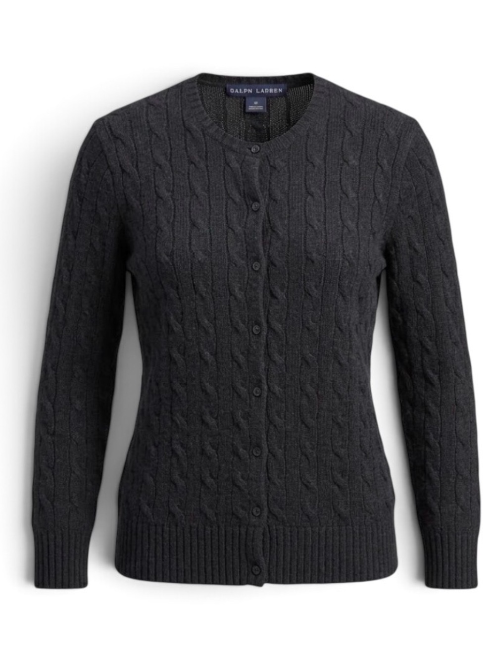 Ralph Lauren Black Label 100% Cashmere Cable Knit Cardigan Sweater Black M